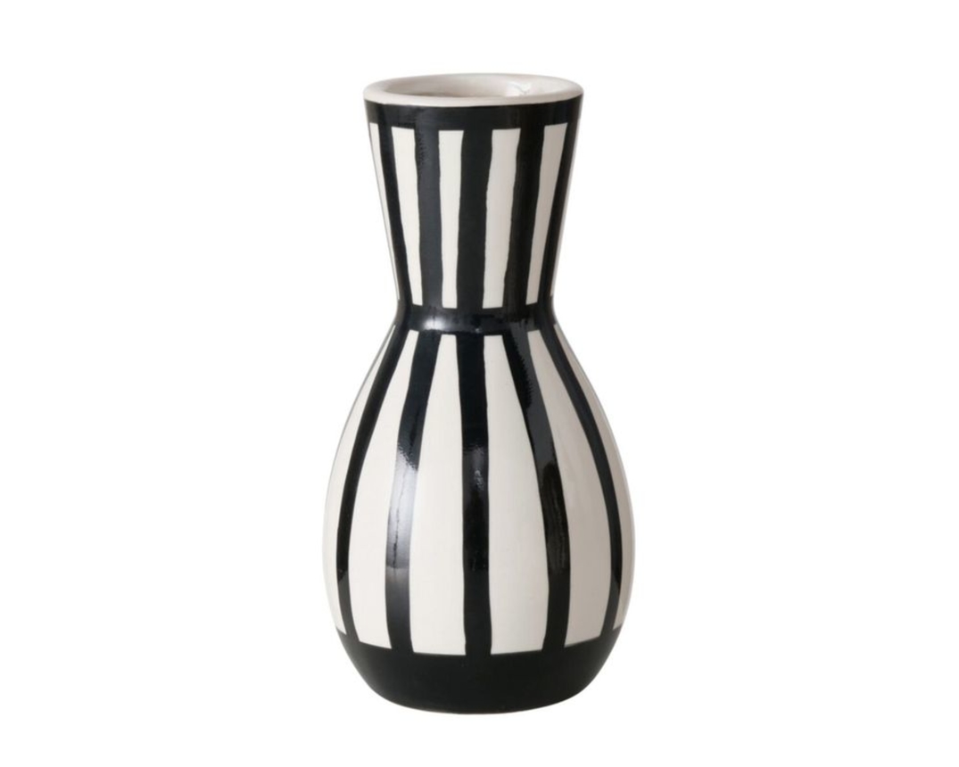 Vase "Spector" aus Steingut, ca. 26 cm - Schwarz/Weiß - 1