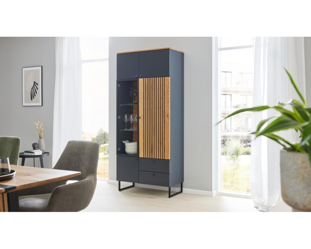 Interliving Vitrine 5605 - Quarzgrau/Braun - 1