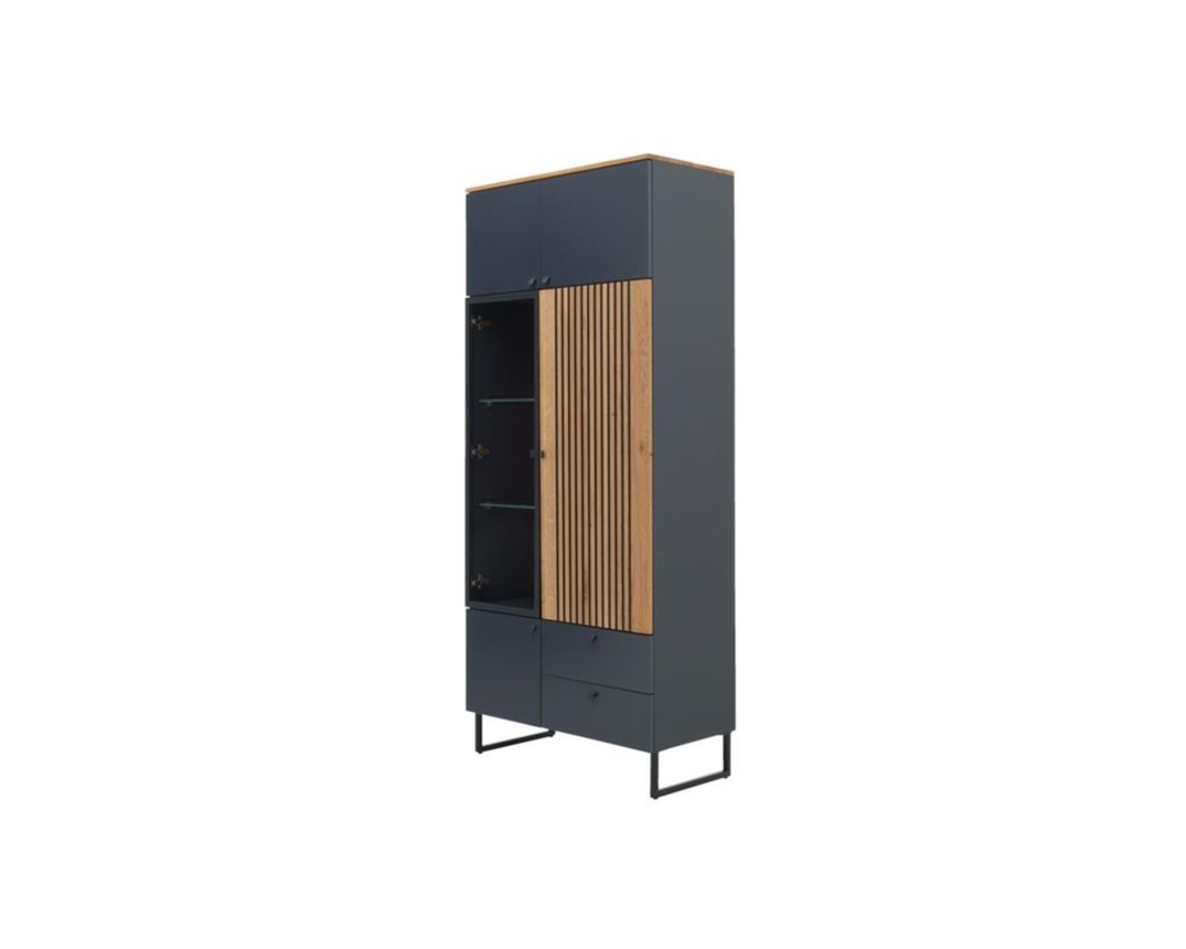 Interliving Vitrine 5605 - Quarzgrau/Braun - 5