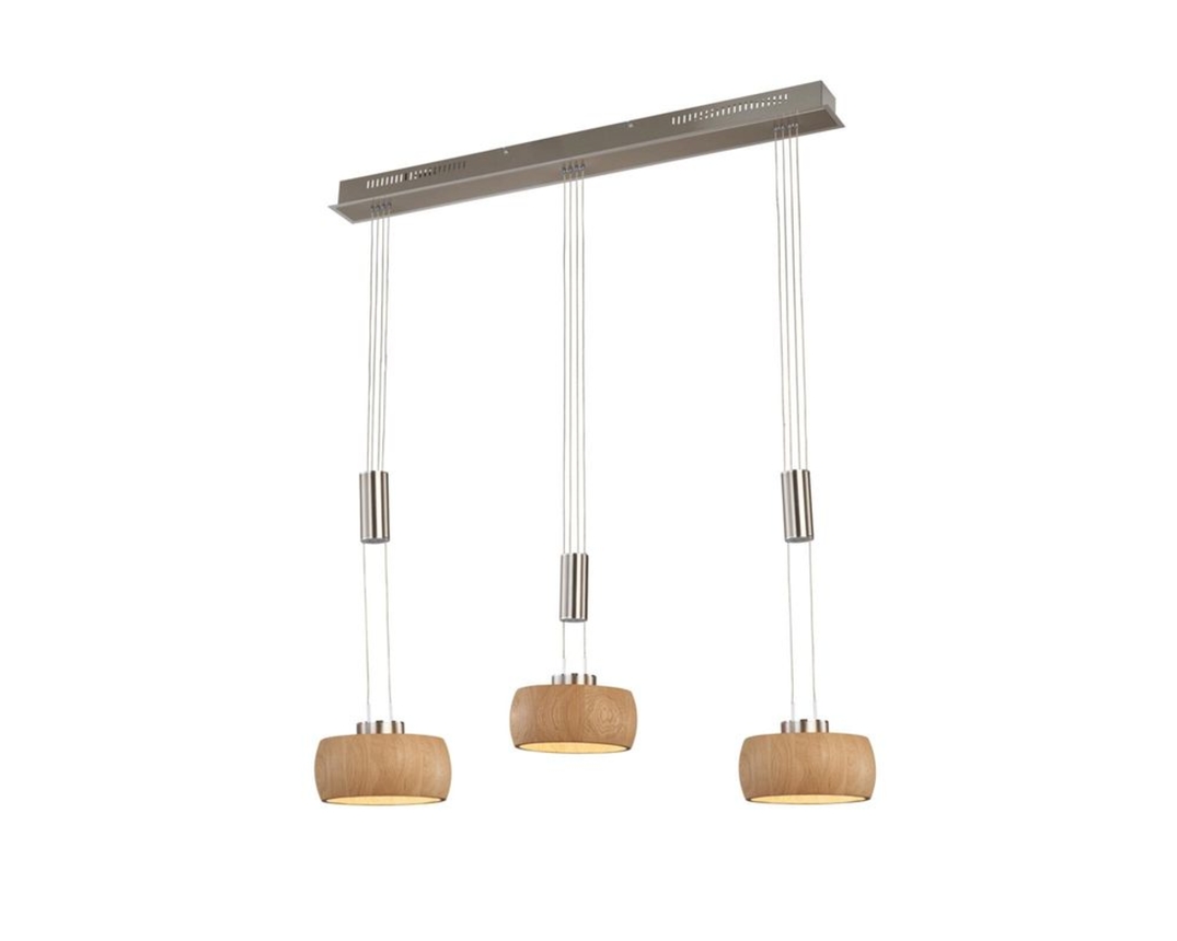 LED-Pendelleuchte "Shine Wood" nickelfarben/Eiche - Silber/Braun - 2