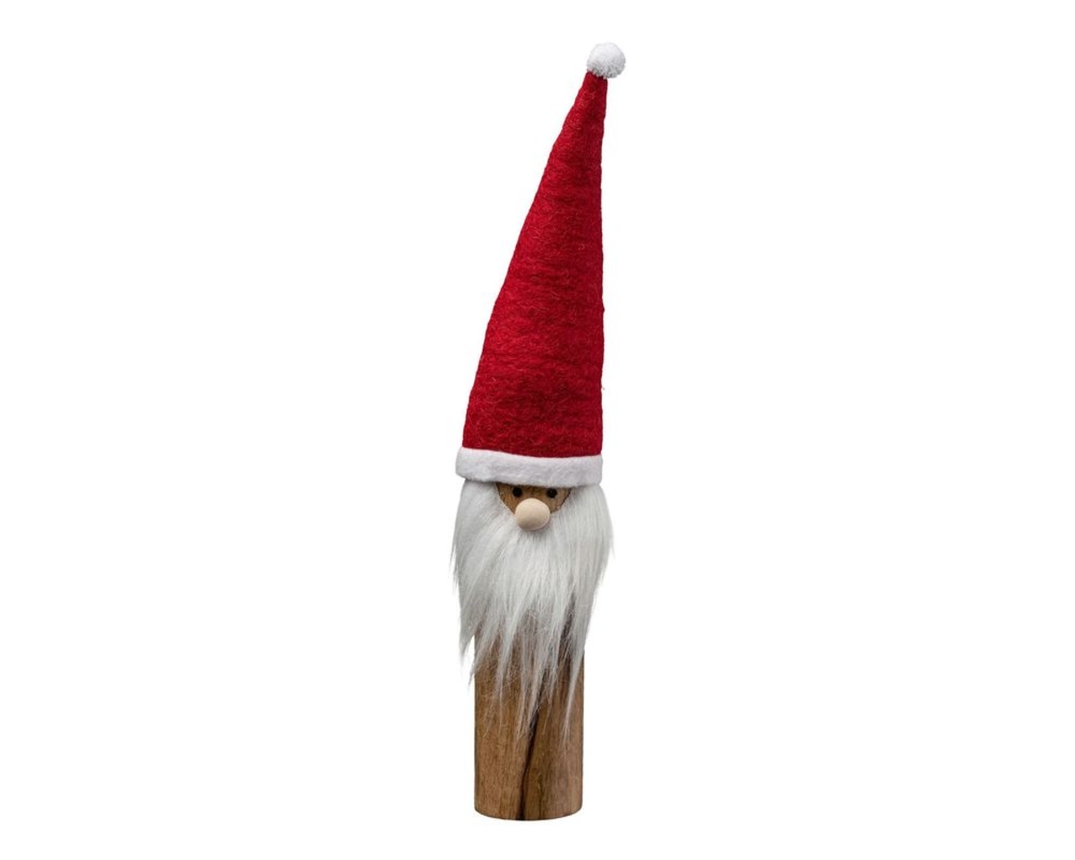 Deko-Weihnachtsmann aus Holz und Filz, ca. 43 cm hoch - Rot/Braun/Weiß - 1