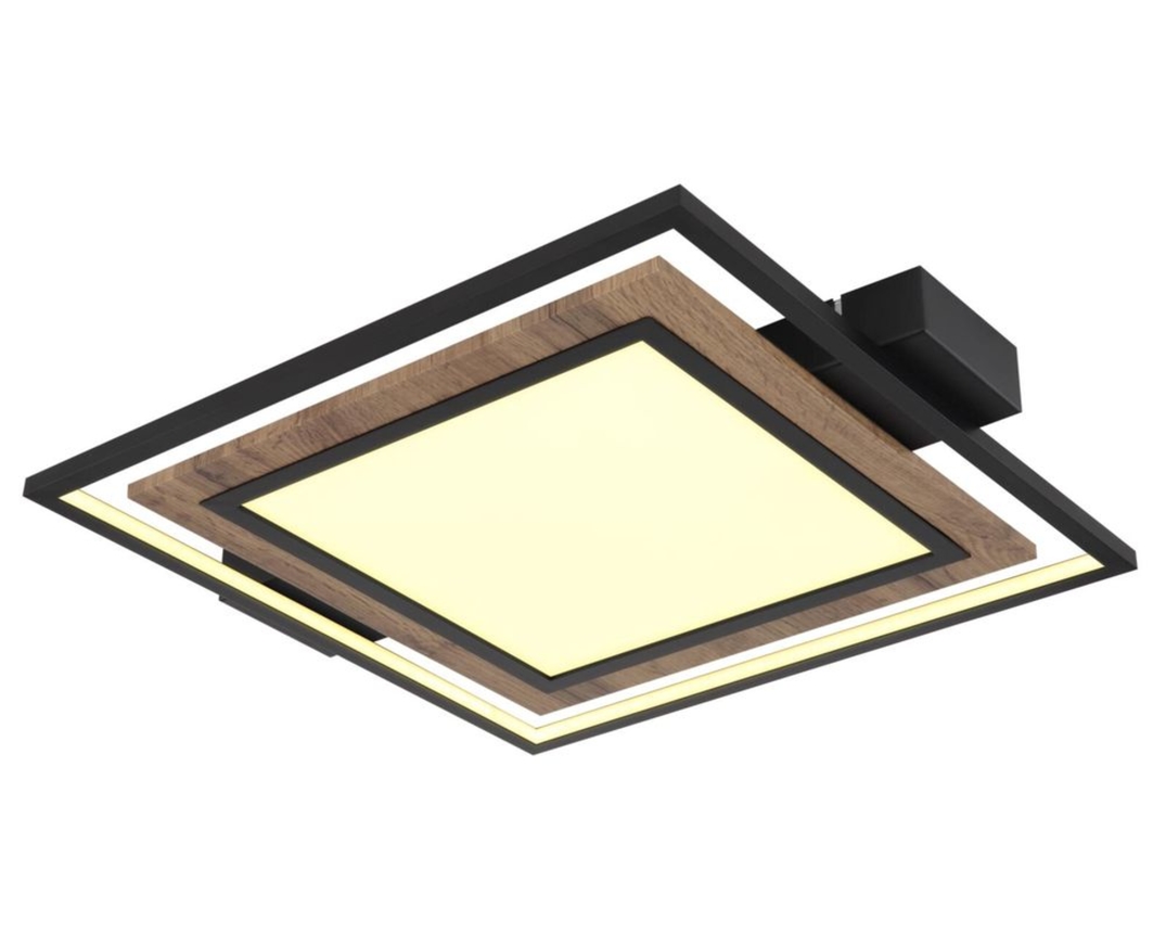 LED-Deckenleuchte "Gabaldo", Metall/Holzoptik - Braun/Schwarz - 1