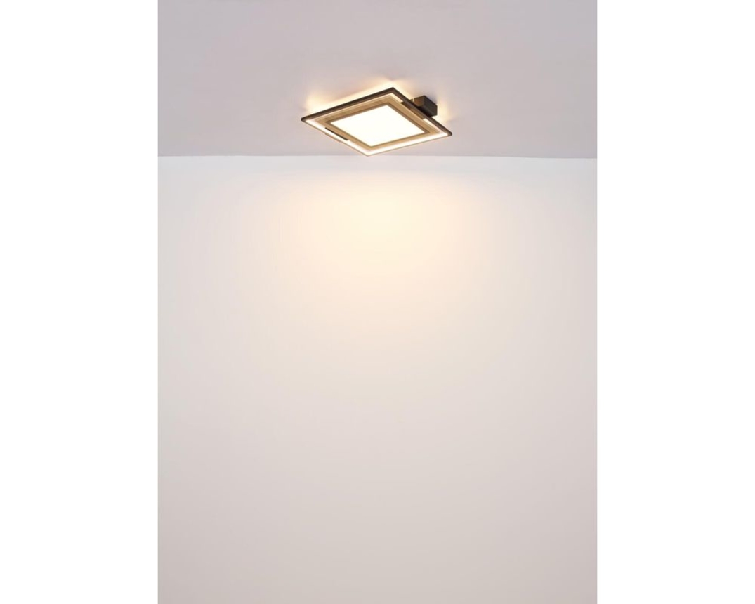 LED-Deckenleuchte "Gabaldo", Metall/Holzoptik - Braun/Schwarz - 2