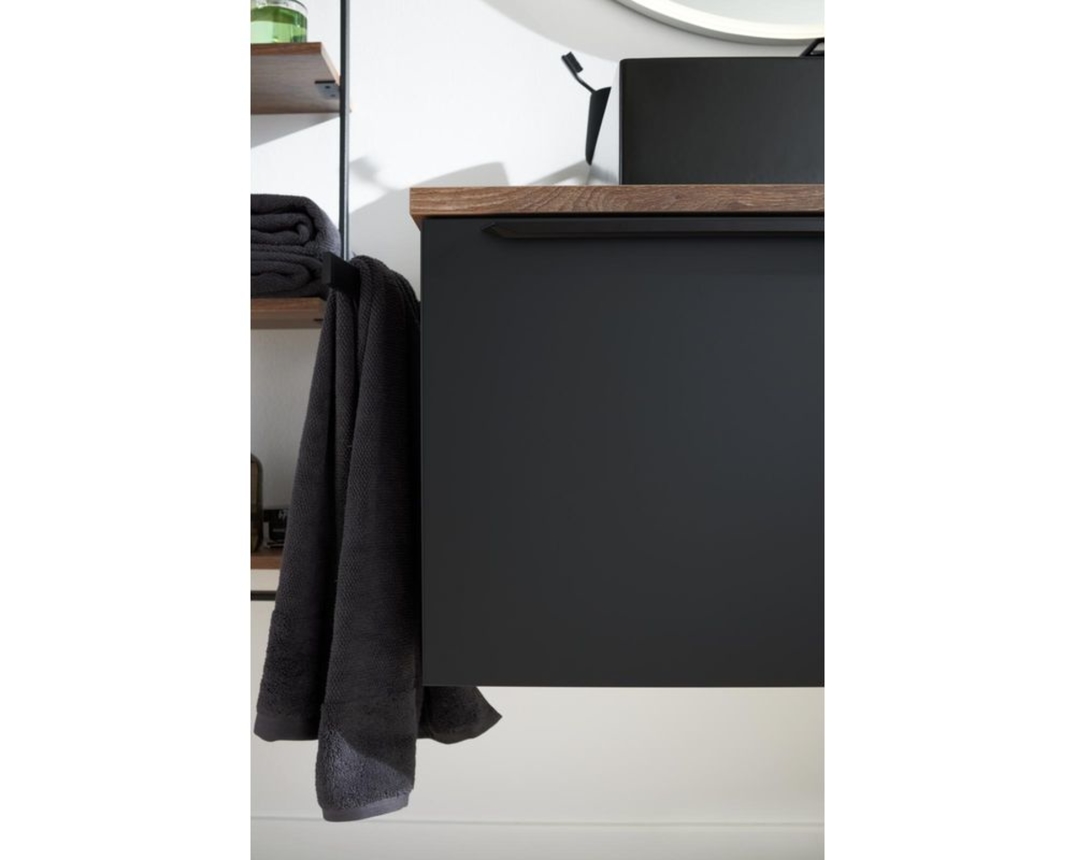 Interliving Badkollektion 7340, Lacklaminat schwarz, Eiche - Schwarz/Braun - 7