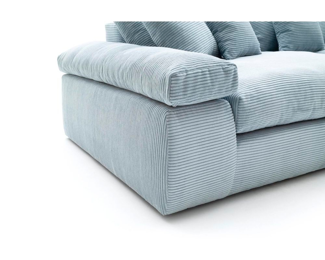 Bigsofa, leger "Neuss", Cord, blau, inkl. Rücken-, Zier- und Armlehnkissen - Blue Grey - 4