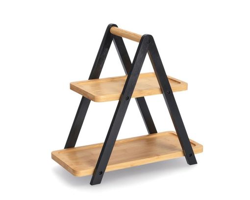 Etagere aus Bambus - Schwarz/Braun - 1