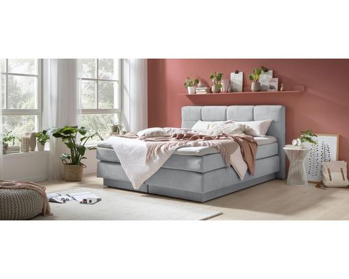 Boxspringbett "Singapur", ca. 180x200 cm, mit Bettkasten - Silber - 1