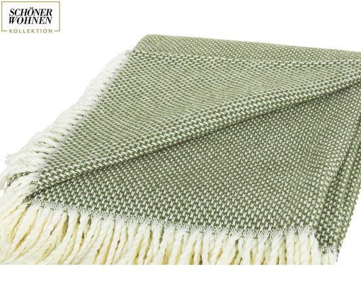 SCHÖNER WOHNEN Decke mit Fransen Outdoor, grün in Olive » Auflagen und  Kissen | Möbel Turflon Online-Shop