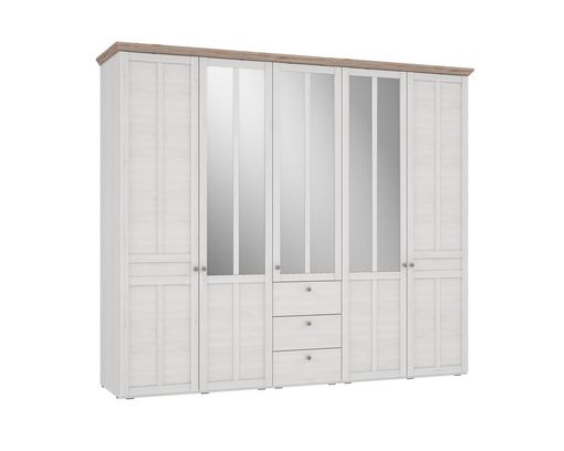 Kleiderschrank "Fernanda" mit drei Spiegeltüren - Snowy Oak - 2