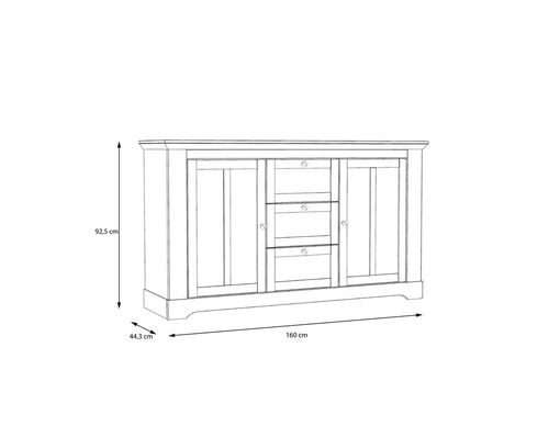 Sideboard "Fernanda" im Landhausstil, 2 Drehtüren, 3 Schubkästen - Snowy Oak - 8