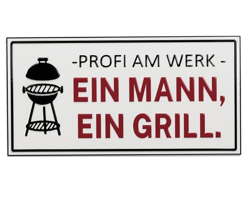 Schild "Ein Mann", ca. 45x23 cm, Metall - Weiß/Rot - 1