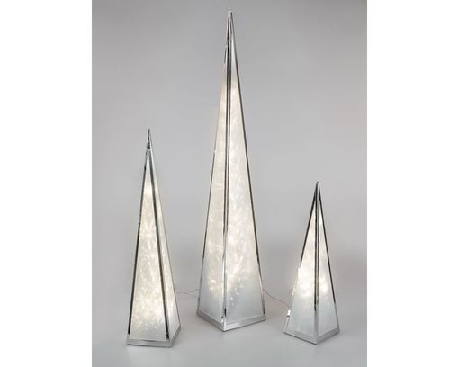 Deko-Pyramide mit Licht, ca. 60 cm hoch - Silber - 1