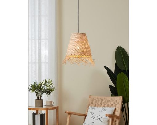 Roomio Pendelleuchte No. 9807, Stahl/Rattan - Rattan/Schwarz - 1