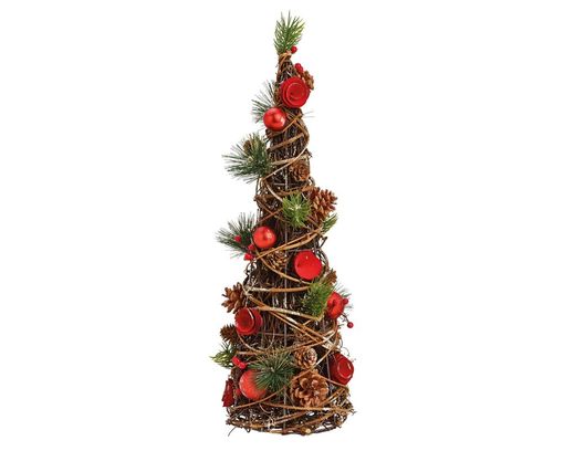 Tannenbaum aus Holz, ca. 48 cm hoch - Grün/Rot/Braun - 1